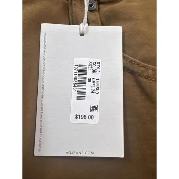 AG Adriano Goldschmied Men’s38x34 Brown Italian Stretch NWT List $198